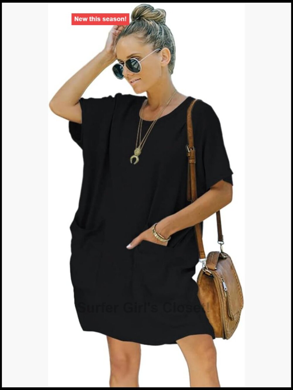 Casual Loose Short Sleeve T-Shirt Dress with Pockets Summer Midi Swing